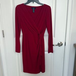 Chaps Women's Long Sleeve Red Dress